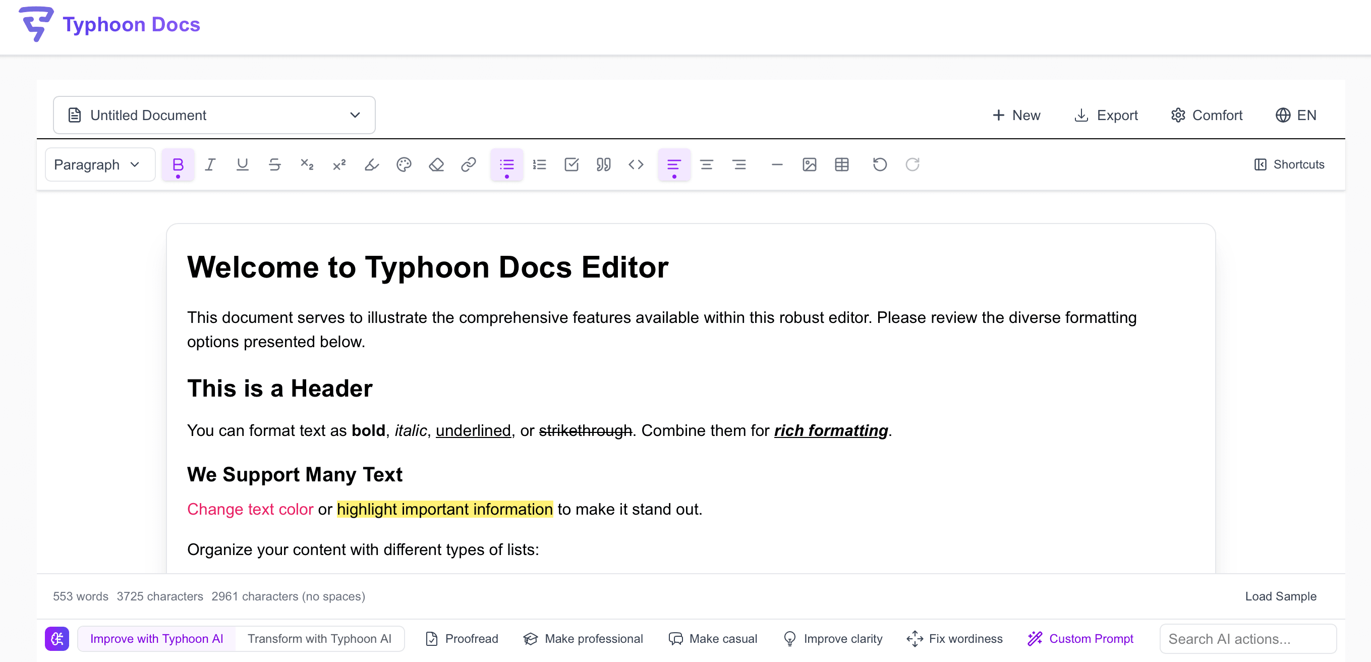 Typhoon Document Editor screenshot